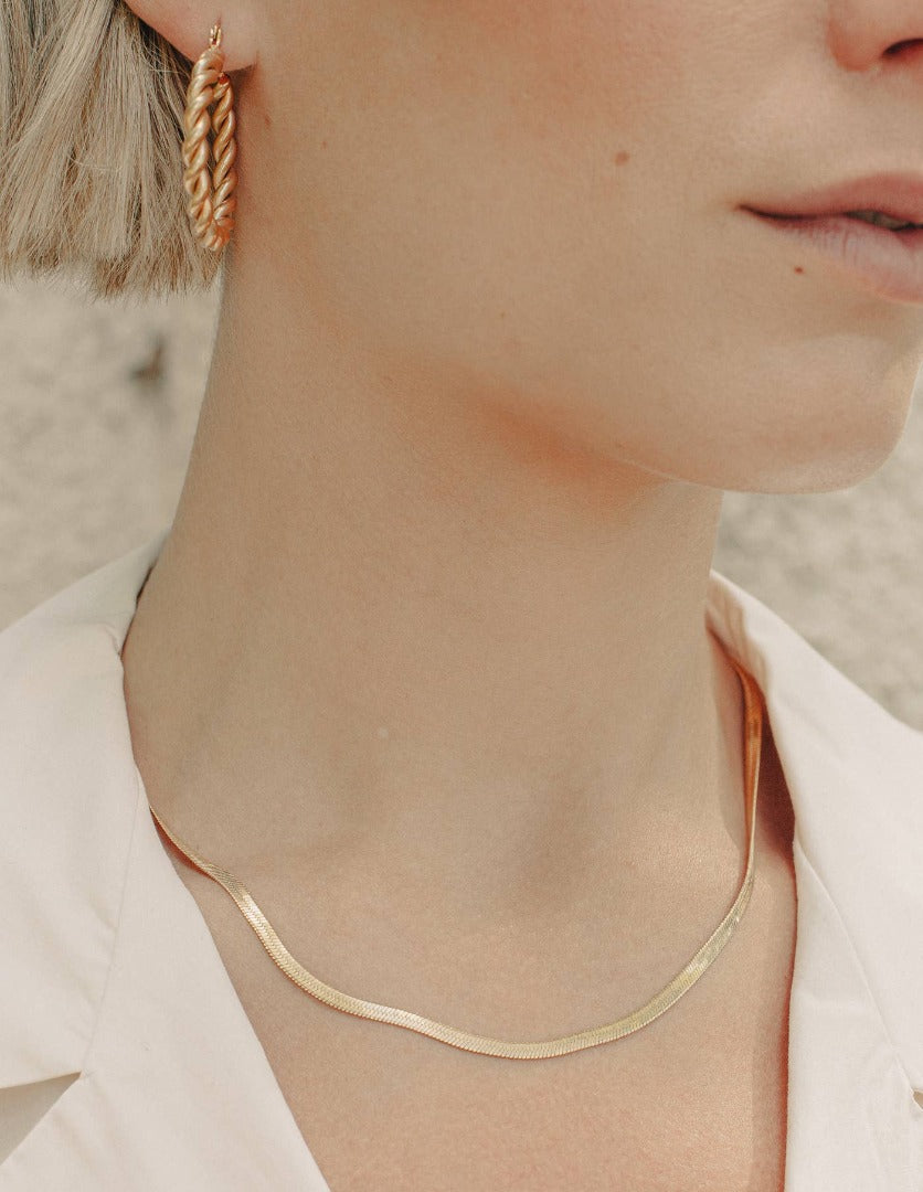 Snake Chain Choker Necklace, Waterproof - Gold