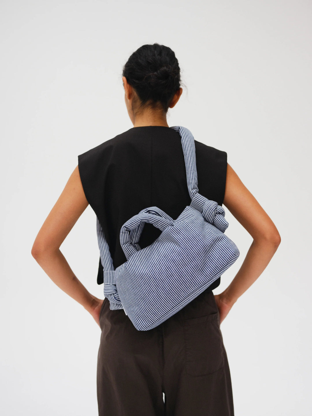 MiniOna Soft Bag - Cotton Navy Stripe