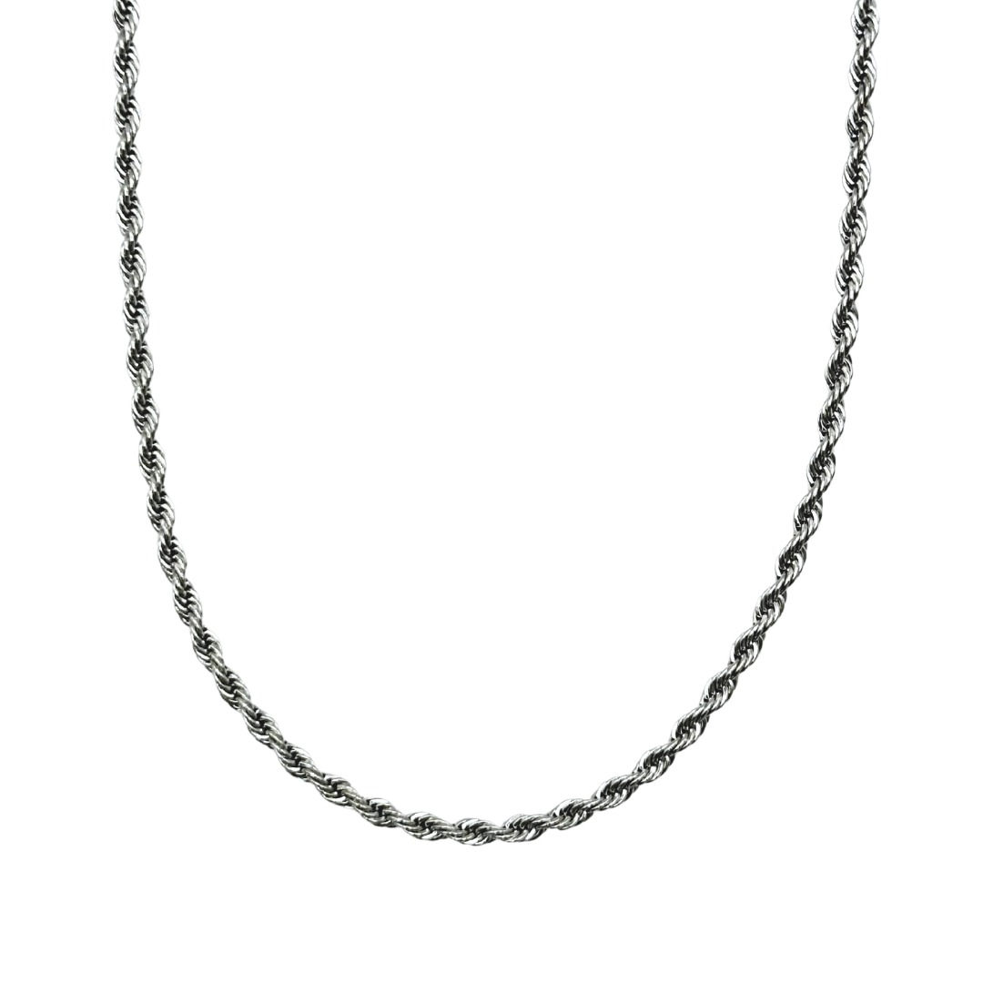 Silver Rope Twist chain Necklace - Waterproof