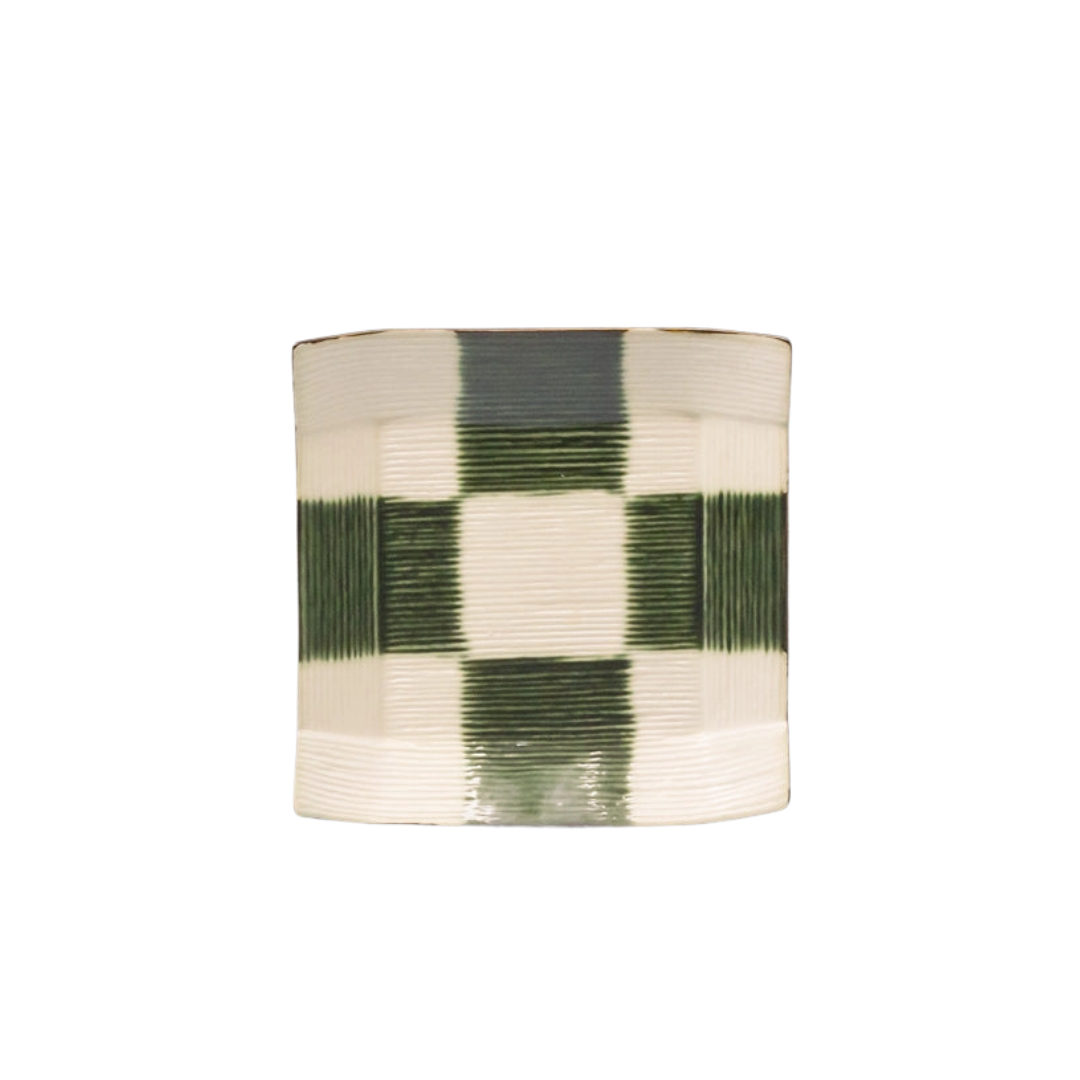Reeded Oribe Checkerboard Square Saucer