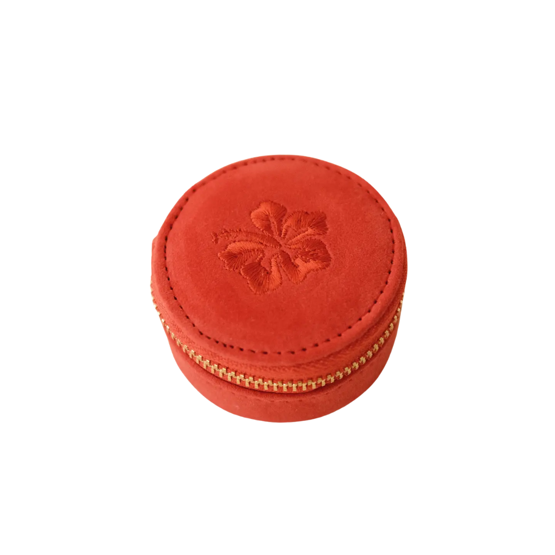 Mini Travel Jewellery Case in Hibiscus Pink