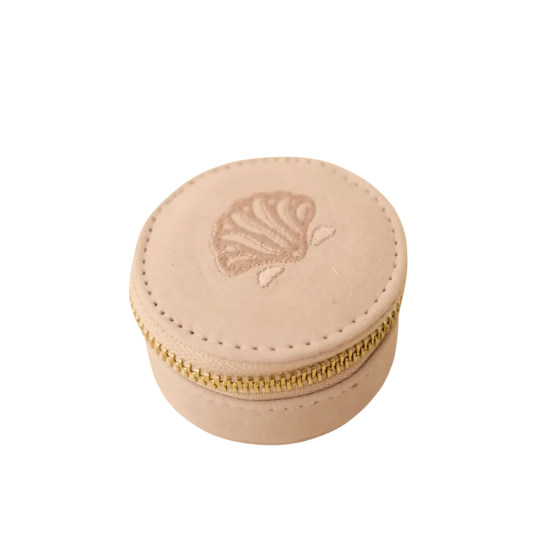 Mini Travel Jewellery Case in Shell Cream