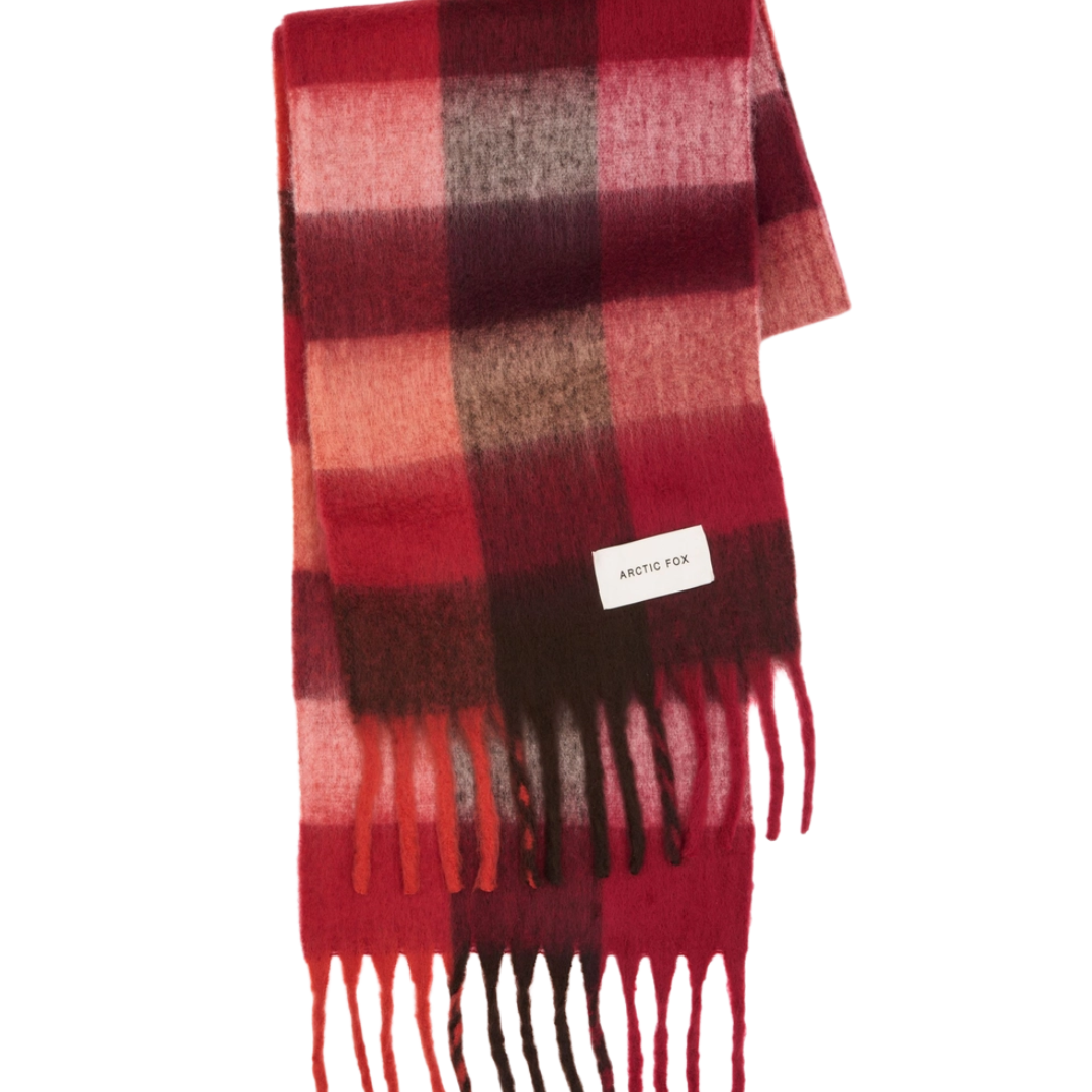 The Reykjavik Scarf - 100% Recycled - Burgundy Check