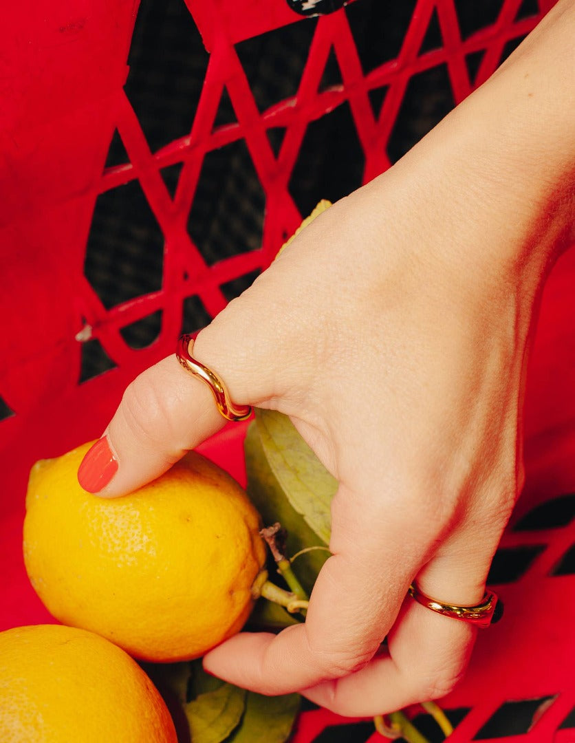 Gold Irregular Band Ring, Waterproof