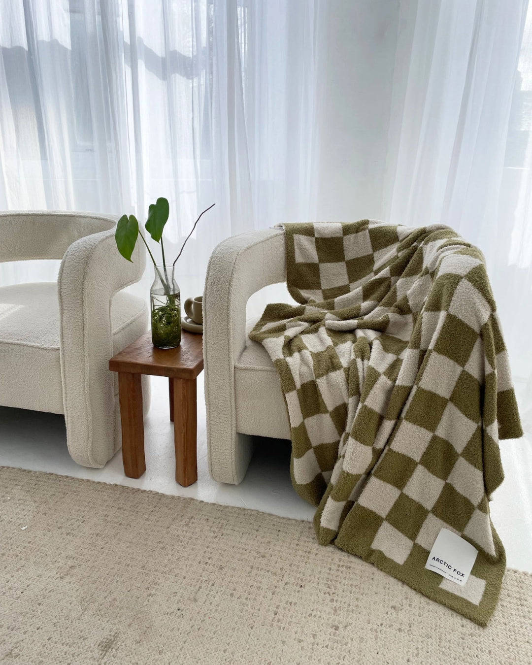 The Teddy Throw - 100% Recycled - Khaki Check
