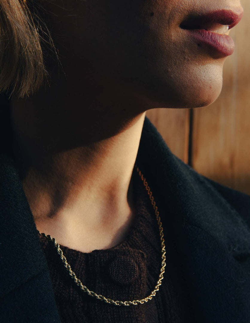 Gold Rope Twist Chain Necklace - Waterproof