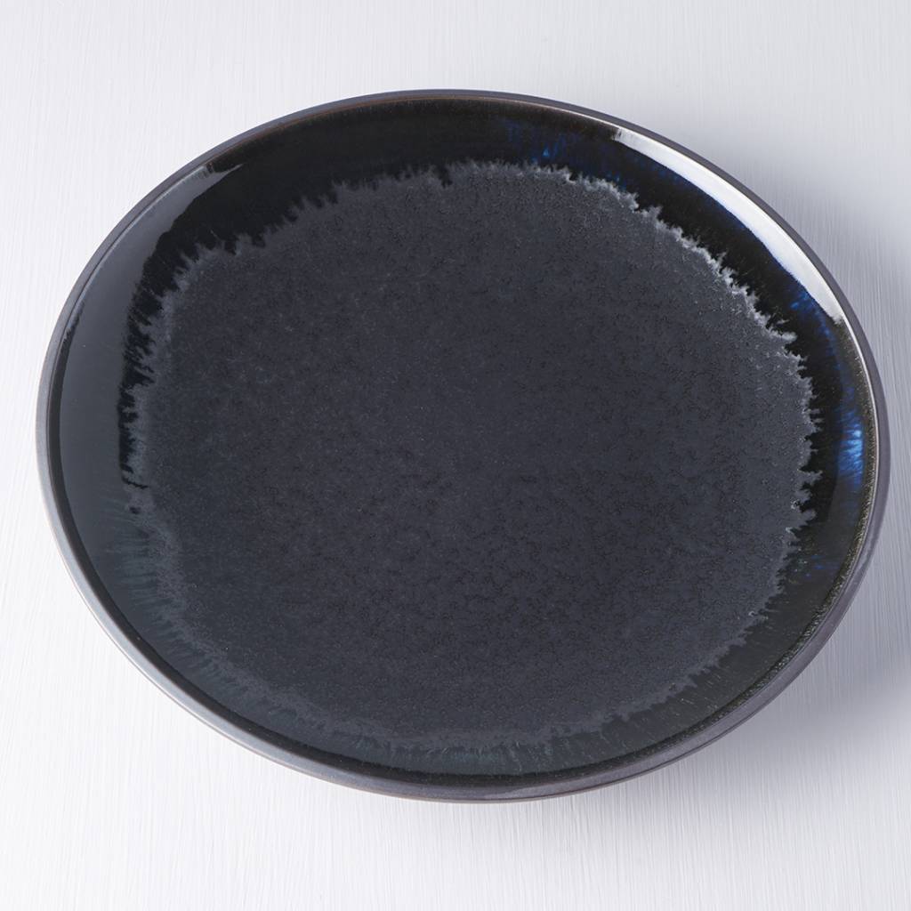 Matte Black Dinner Plate With Shiny Edge