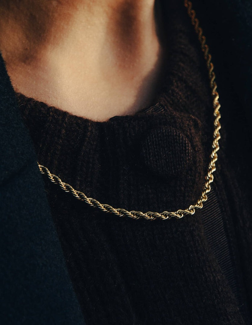 Gold Rope Twist Chain Necklace - Waterproof