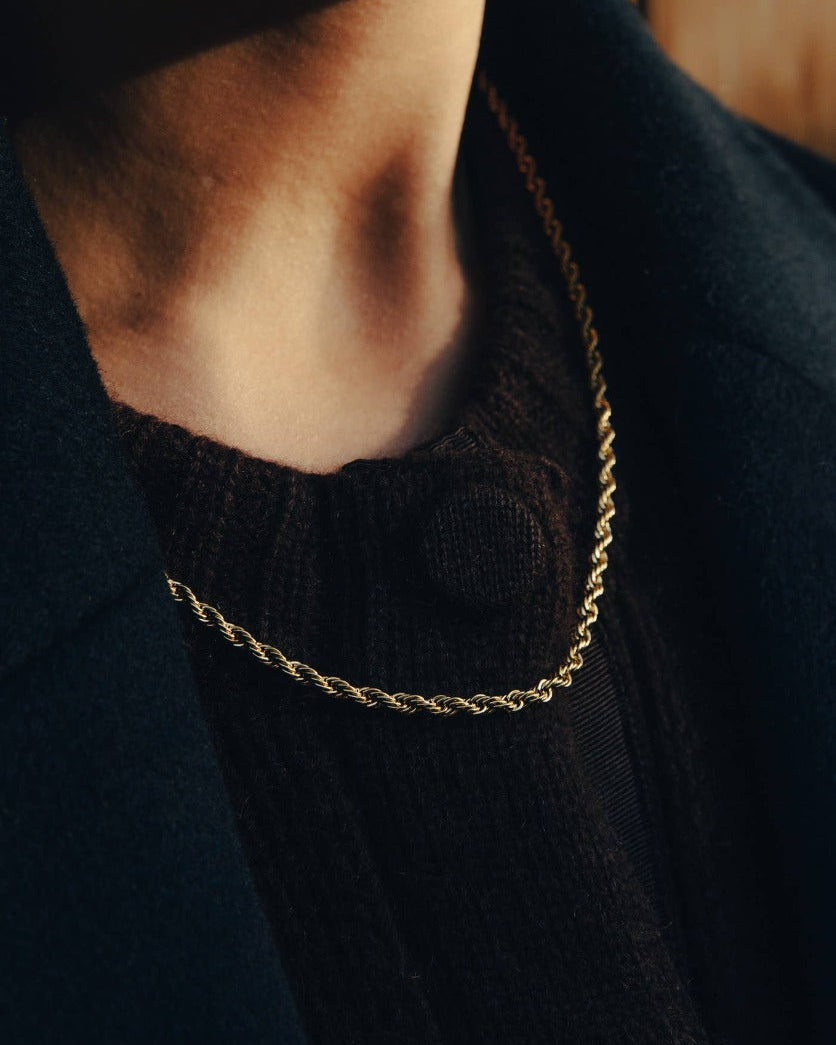 Gold Rope Twist Chain Necklace - Waterproof