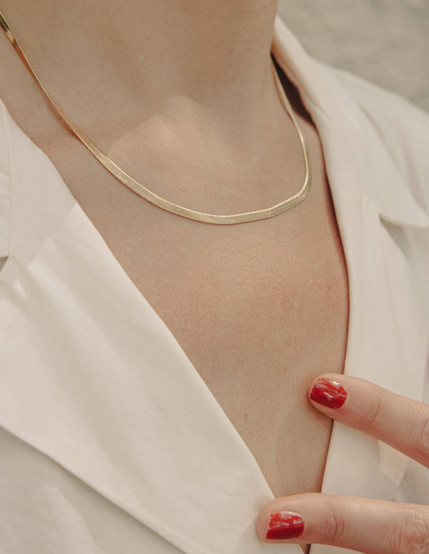 Snake Chain Choker Necklace, Waterproof - Gold