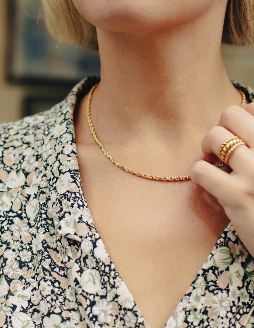 Gold Rope Twist Chain Necklace - Waterproof