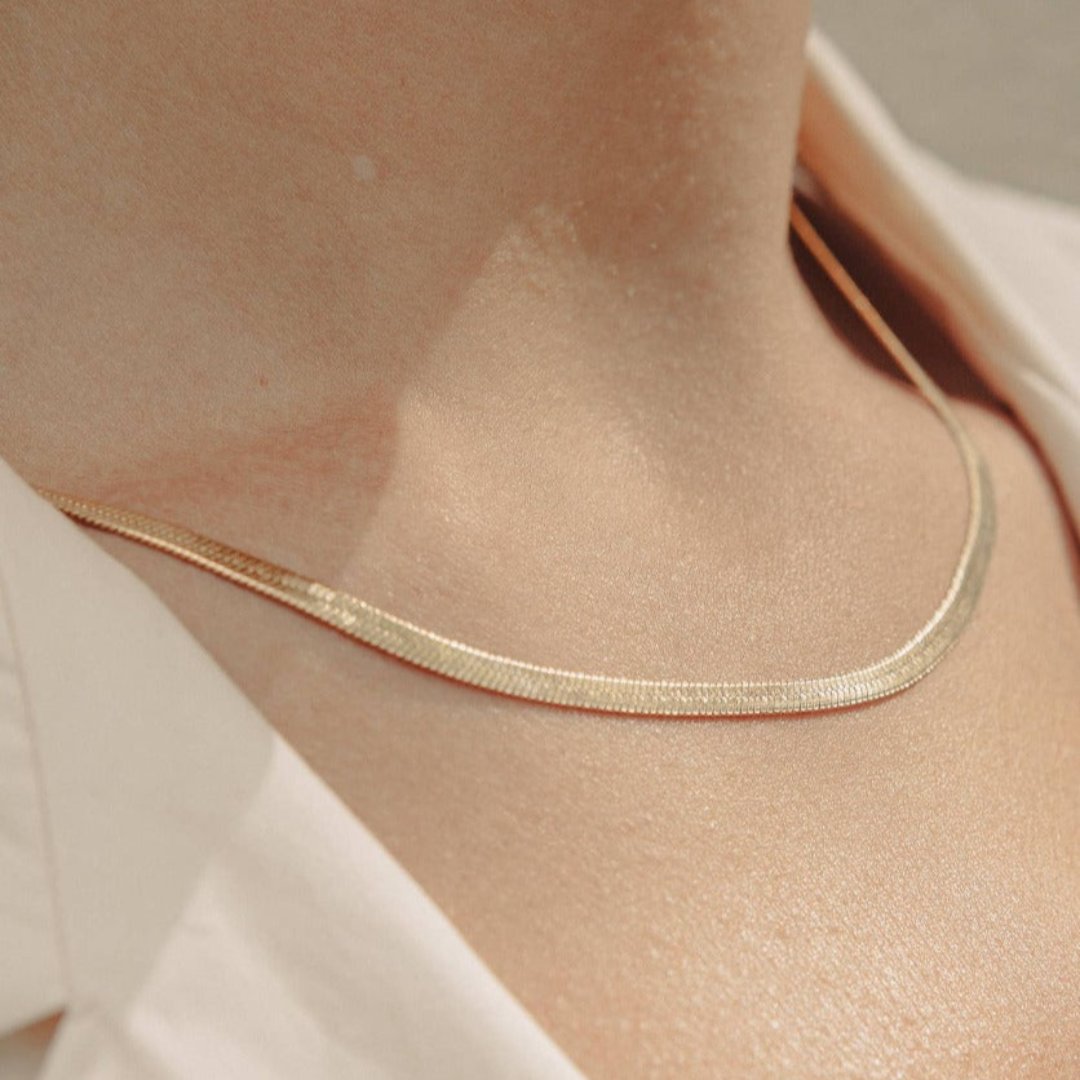 Snake Chain Choker Necklace, Waterproof - Gold