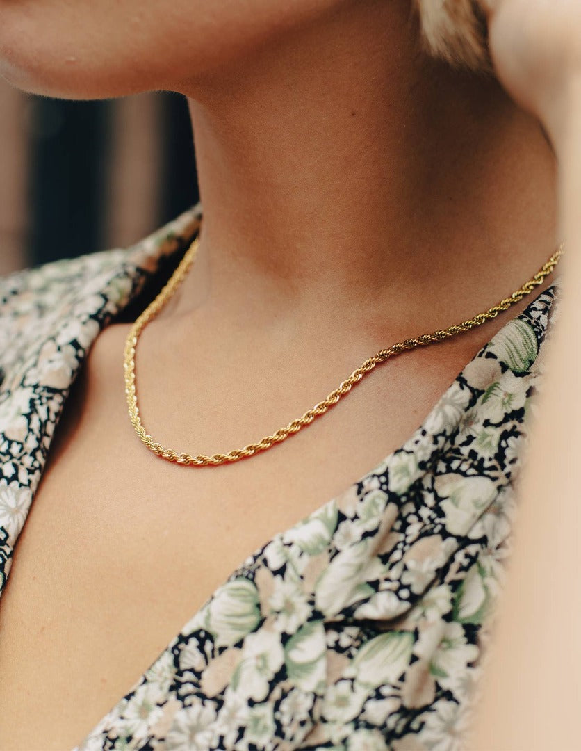 Gold Rope Twist Chain Necklace - Waterproof