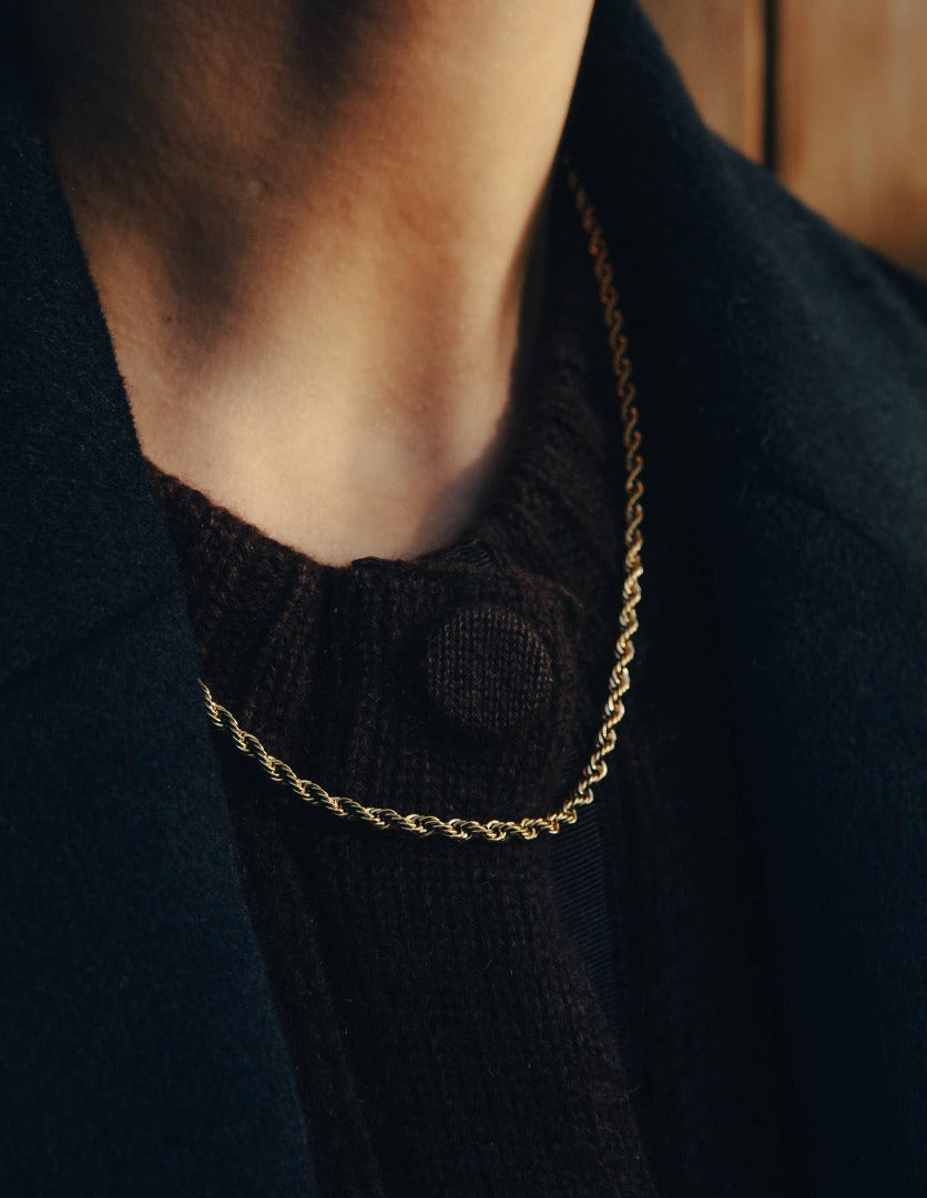 Gold Rope Twist Chain Necklace - Waterproof
