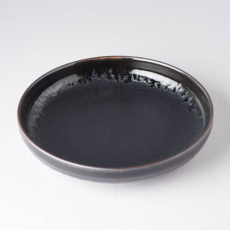 Matte Black High Rim Plate With Shiny Edge