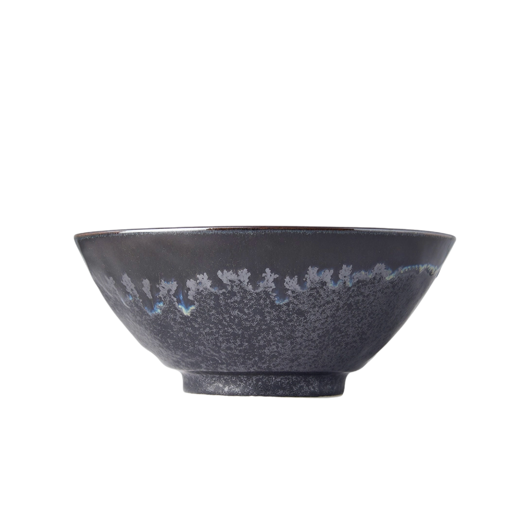 Matte Black Udon Bowl With Shiny Edge