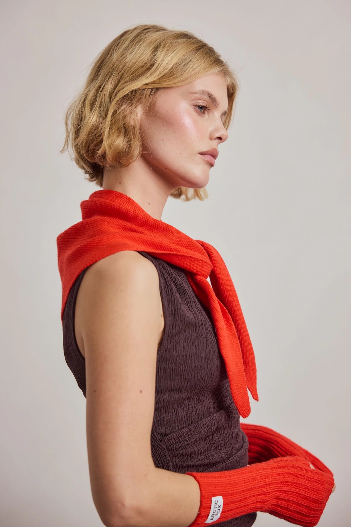 Merino Wool Triangle Scarf - Lava Red