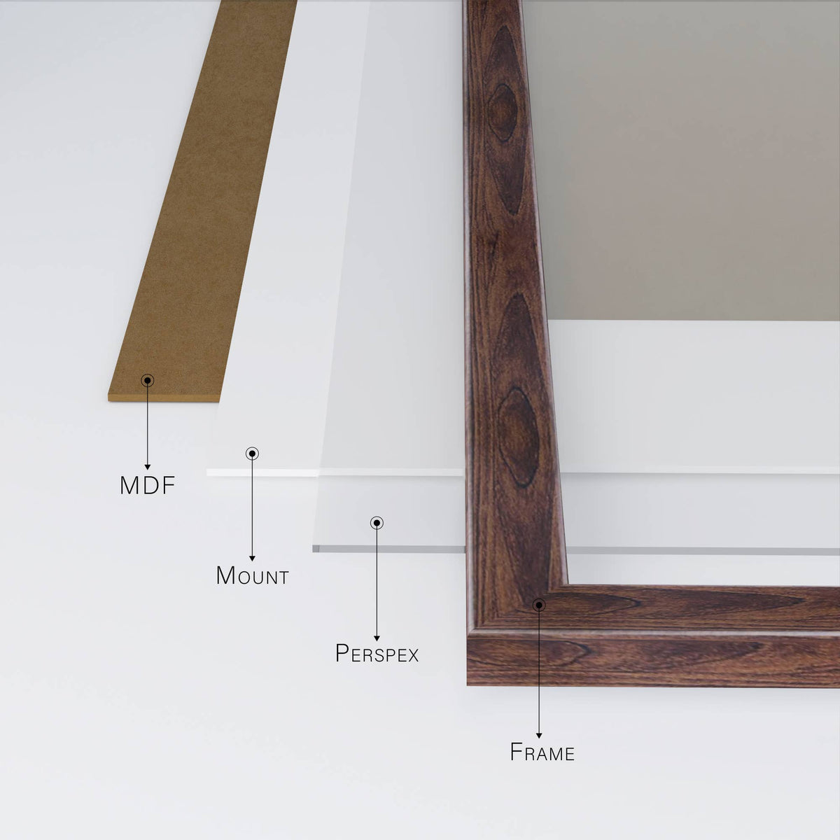 A2 Picture Frame With mount for A3 - Walnut
