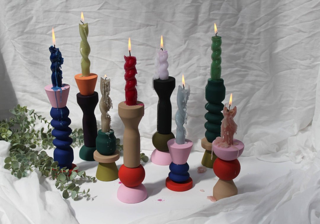 Stacks – Olive Tall Candlestick Holder