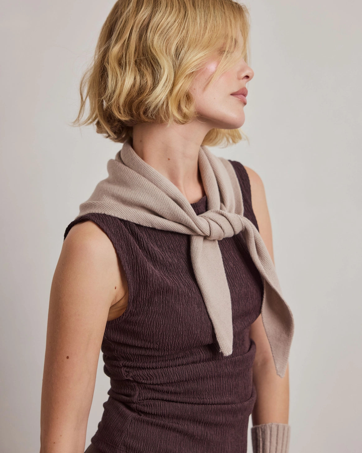 Merino Wool Triangle Scarf - Soft Taupe