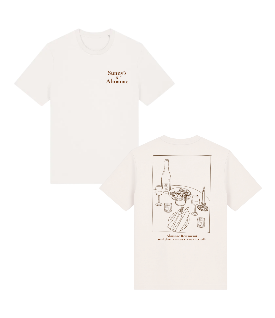 Sunny's x Almanac Tee - Off White / Chocolate Brown