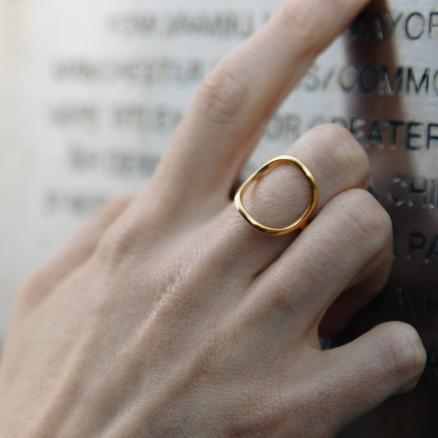 Gold Abstract Circle Ring, Waterproof