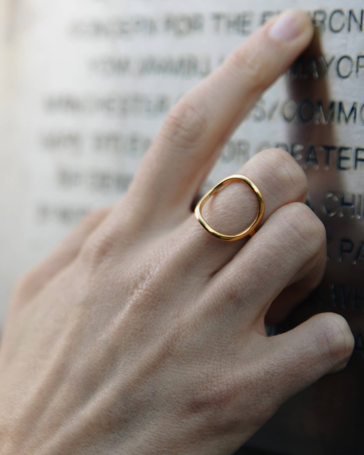 Gold Abstract Circle Ring, Waterproof