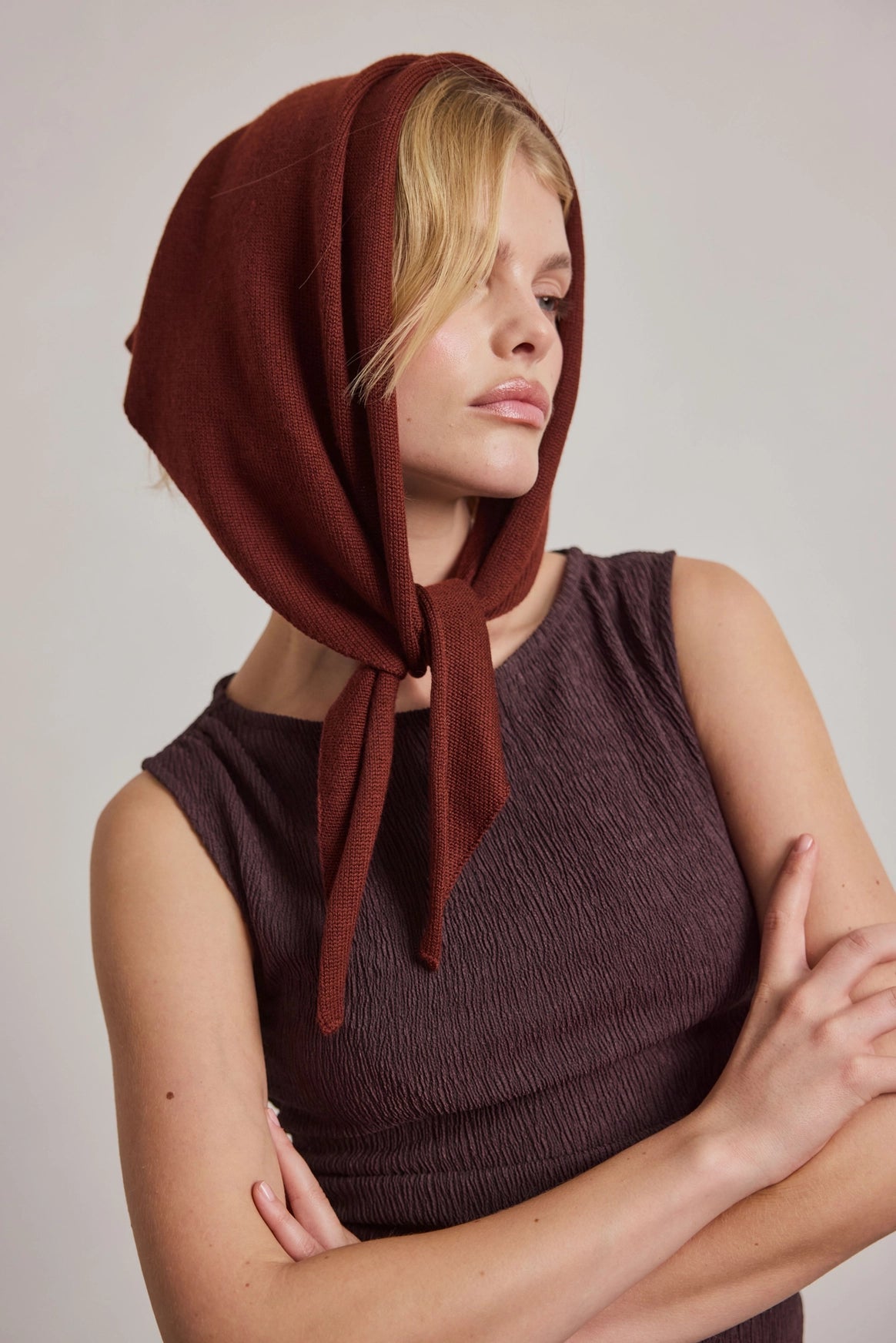 Merino Wool Triangle Scarf - Dark Walnut Brown