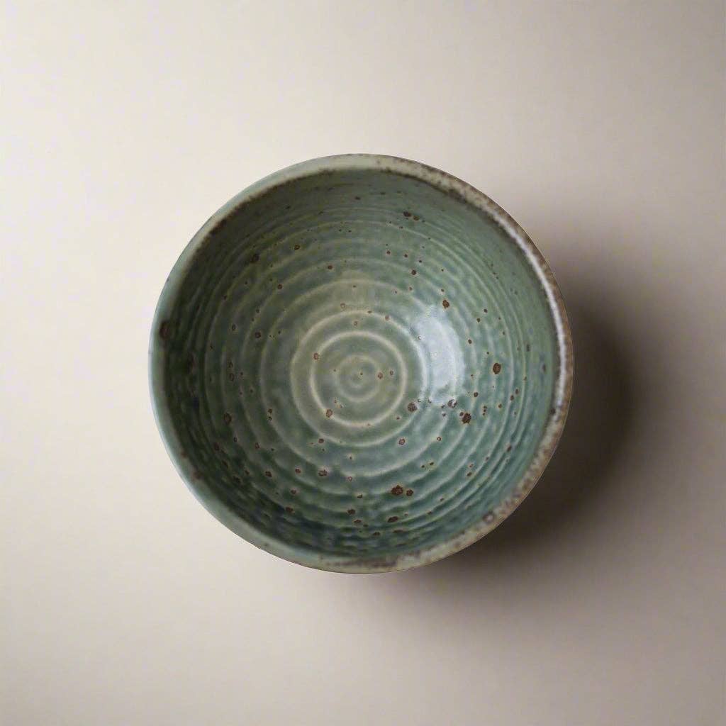 Etched Angled Jade Medium Bowl, 17cm