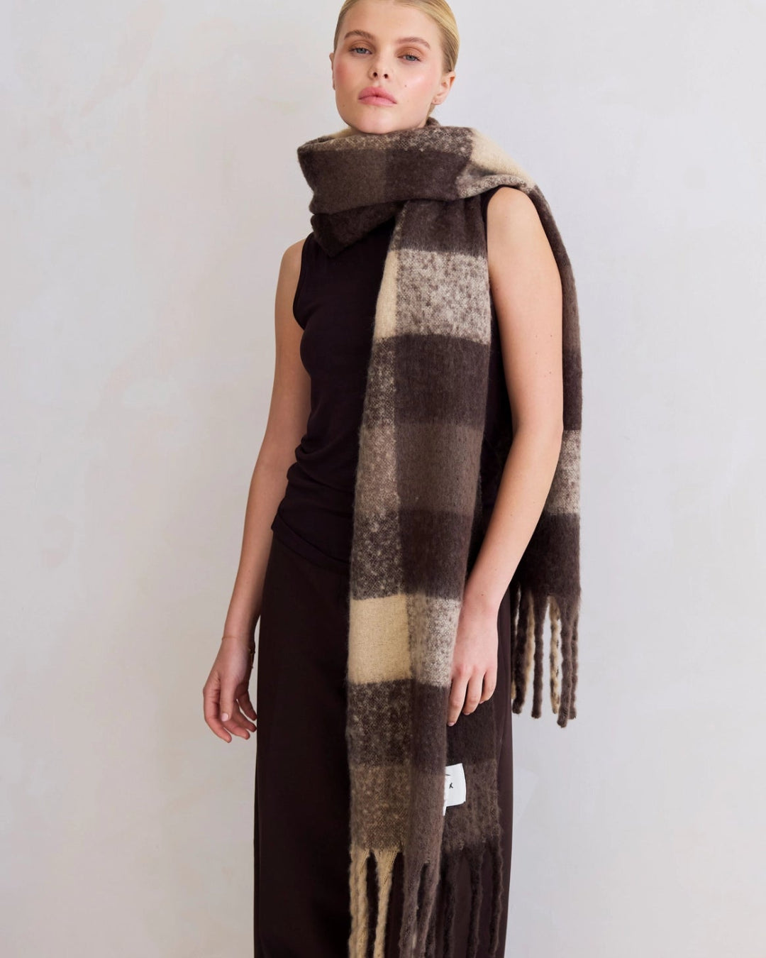 The Reykjavik Scarf - 100% Recycled - Brown Check
