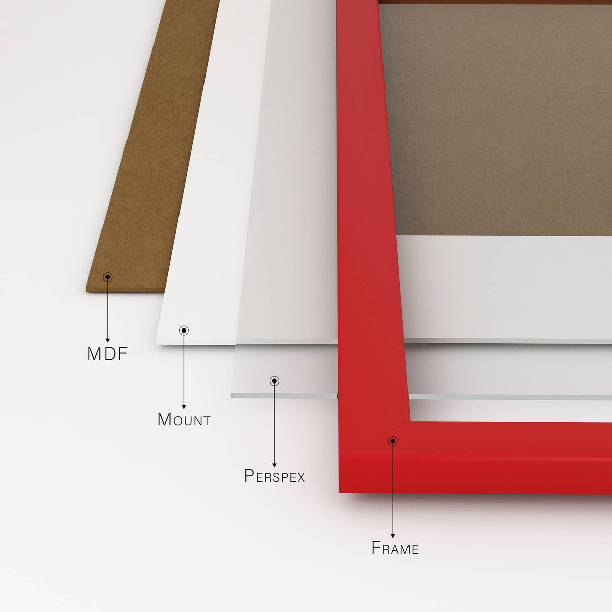 A2 Picture Frame With mount for A3 - Red