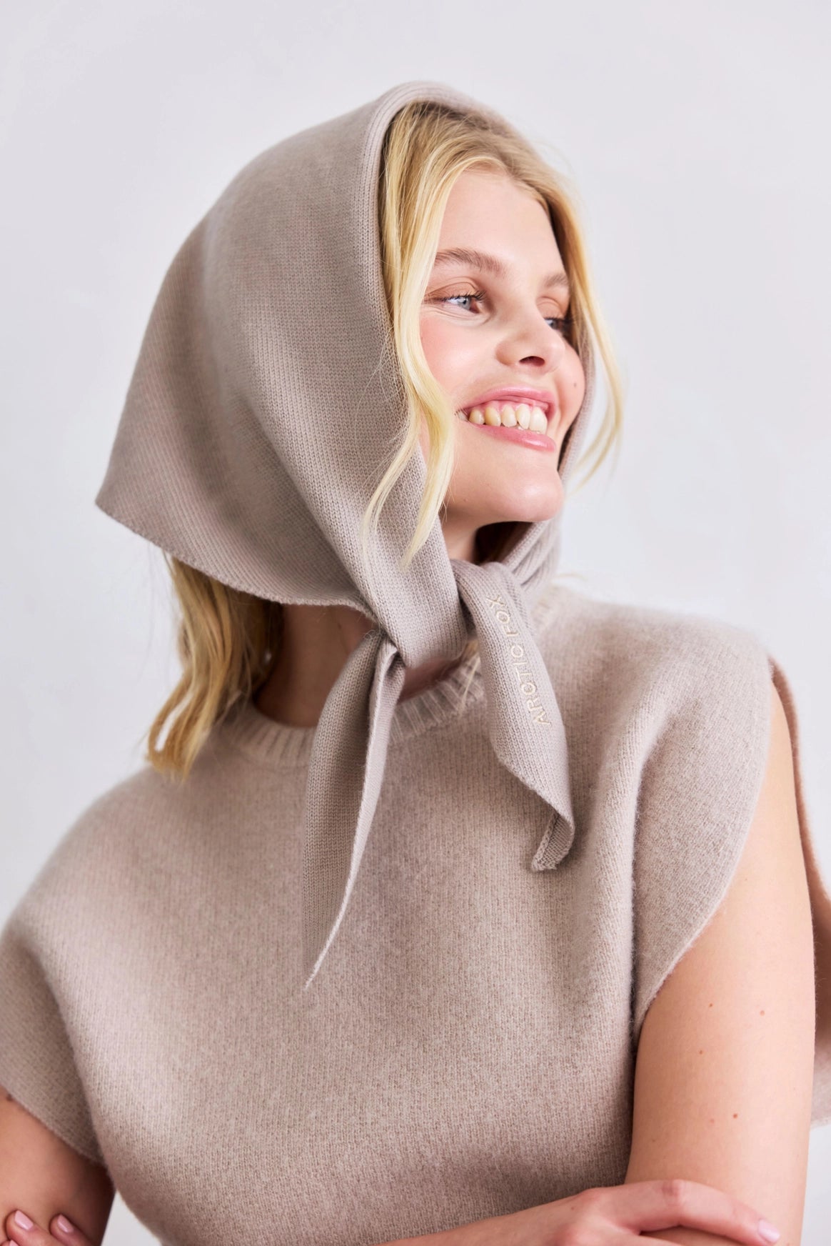 Merino Wool Triangle Scarf - Soft Taupe