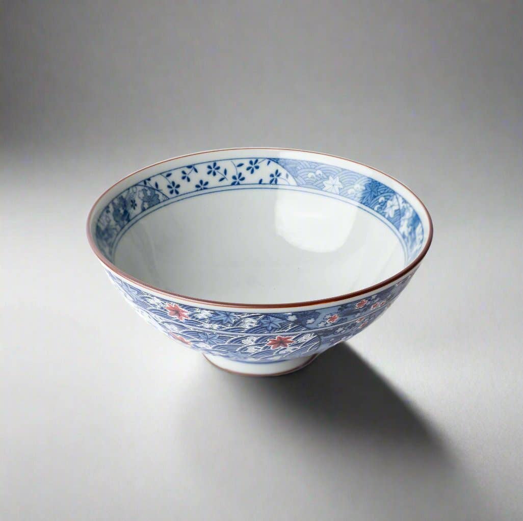 Rice Bowl Small Red Floral Design, 14cm