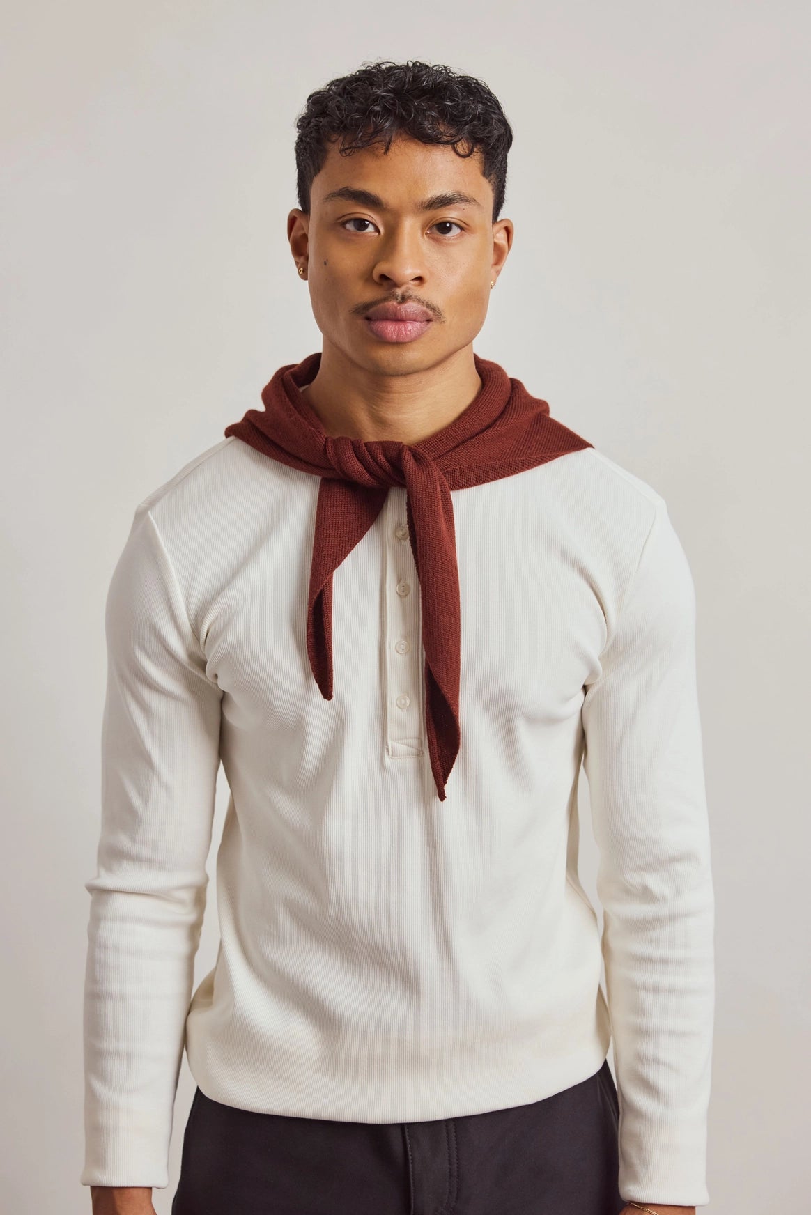 Merino Wool Triangle Scarf - Dark Walnut Brown