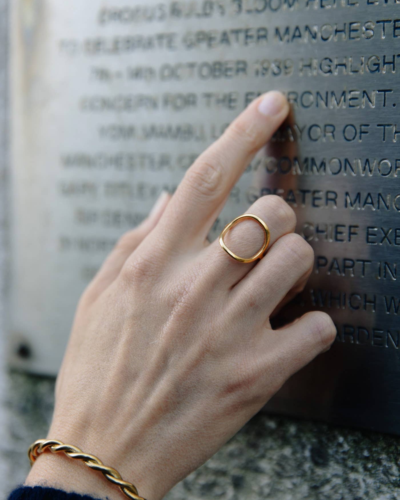 Gold Abstract Circle Ring, Waterproof