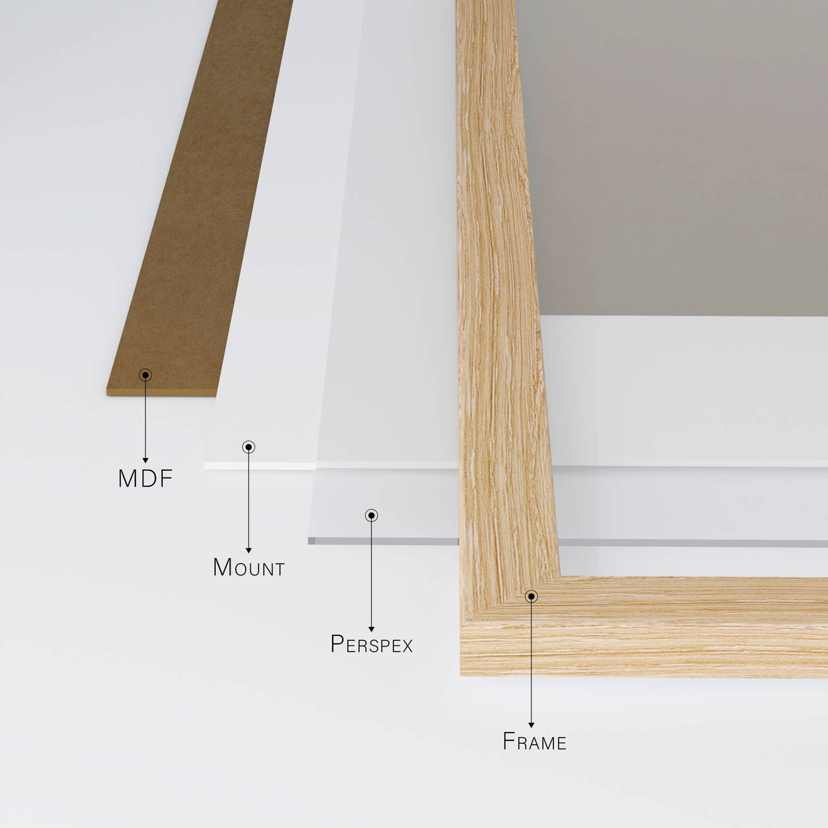 A2 Picture Frame With mount for A3 - Oak