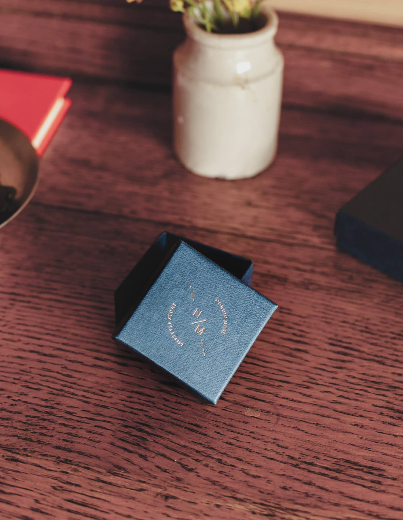 Gold Dainty Blue Gemstone Ring, Waterproof