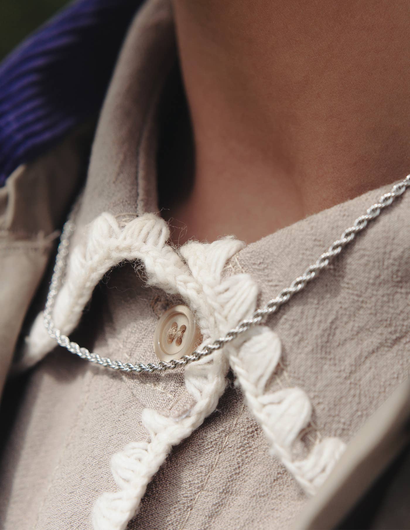 Silver Rope Twist chain Necklace - Waterproof