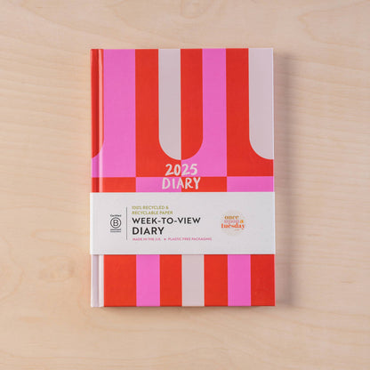 2025 Diary A5 -Pink & Red Arches