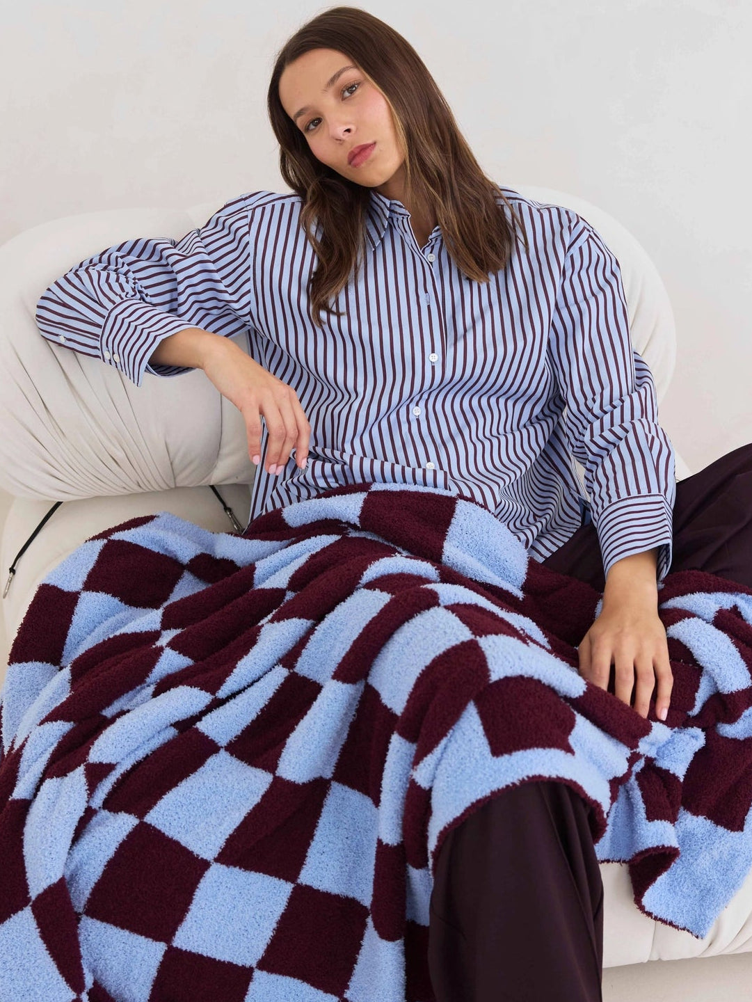 The Teddy Throw - 100% Recycled - Blue Check