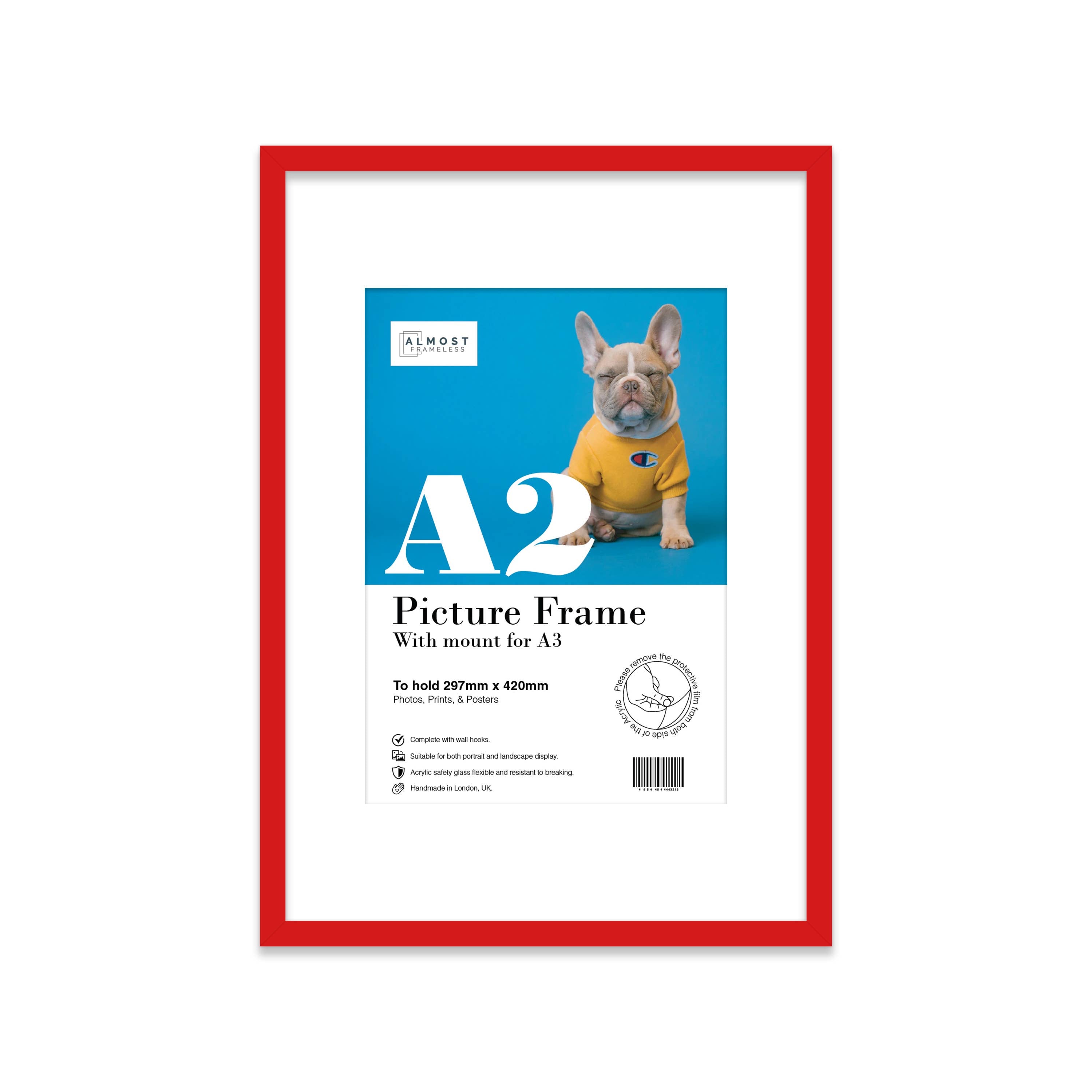 A2 Picture Frame With mount for A3 - Red