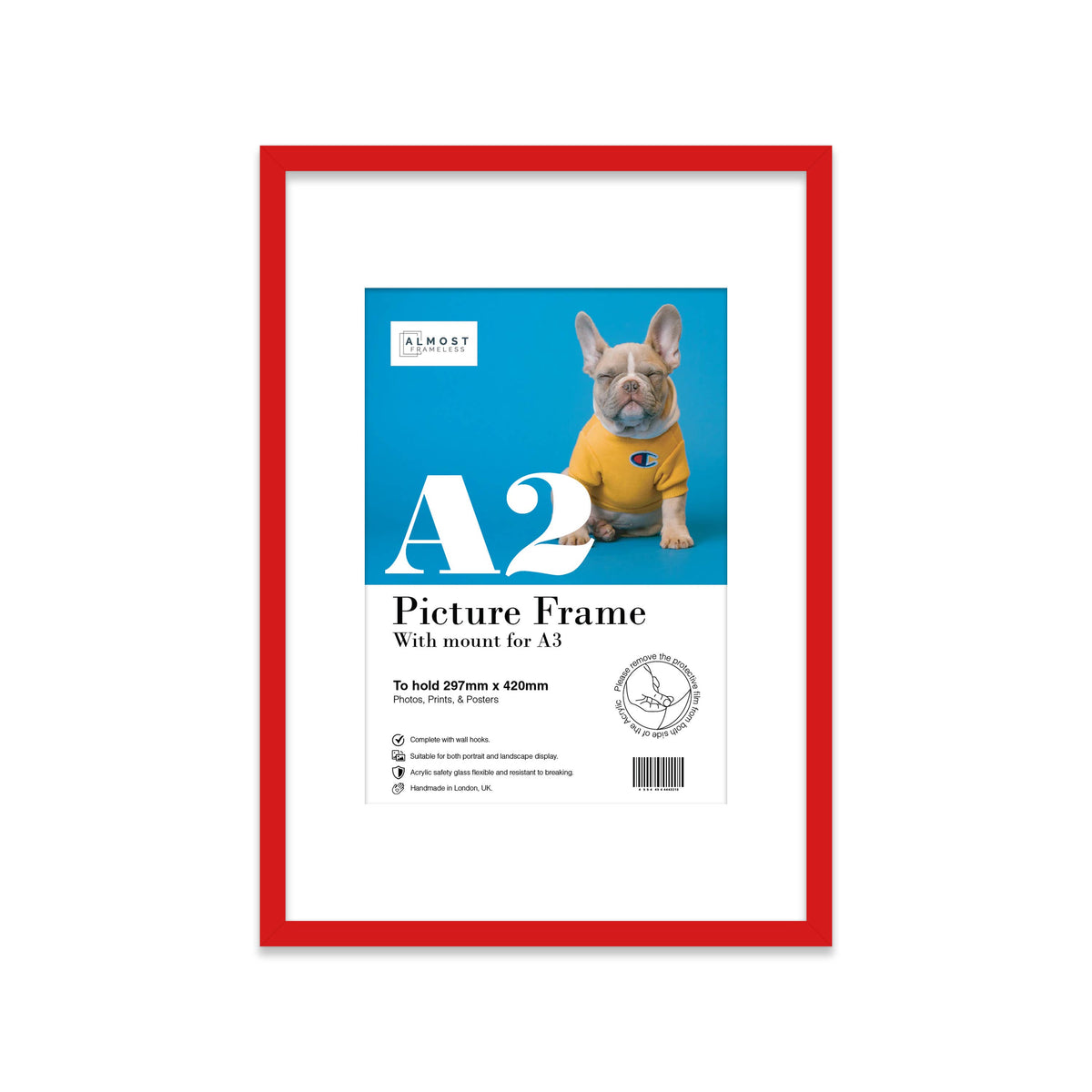 A2 Picture Frame With mount for A3 - Red