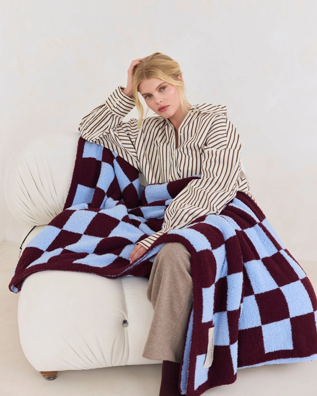 The Teddy Throw - 100% Recycled - Blue Check