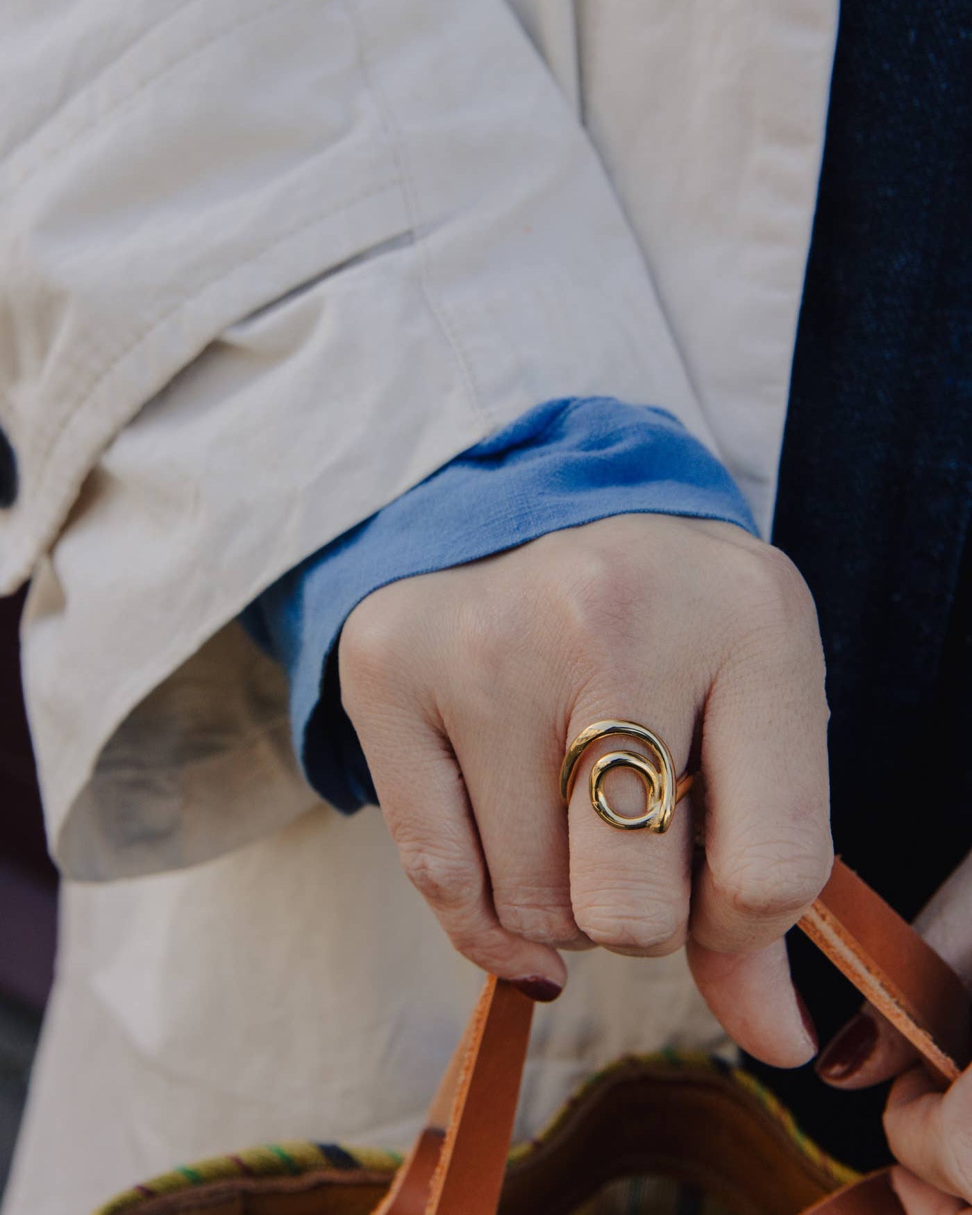 Gold Spiral Swirl Ring, Waterproof