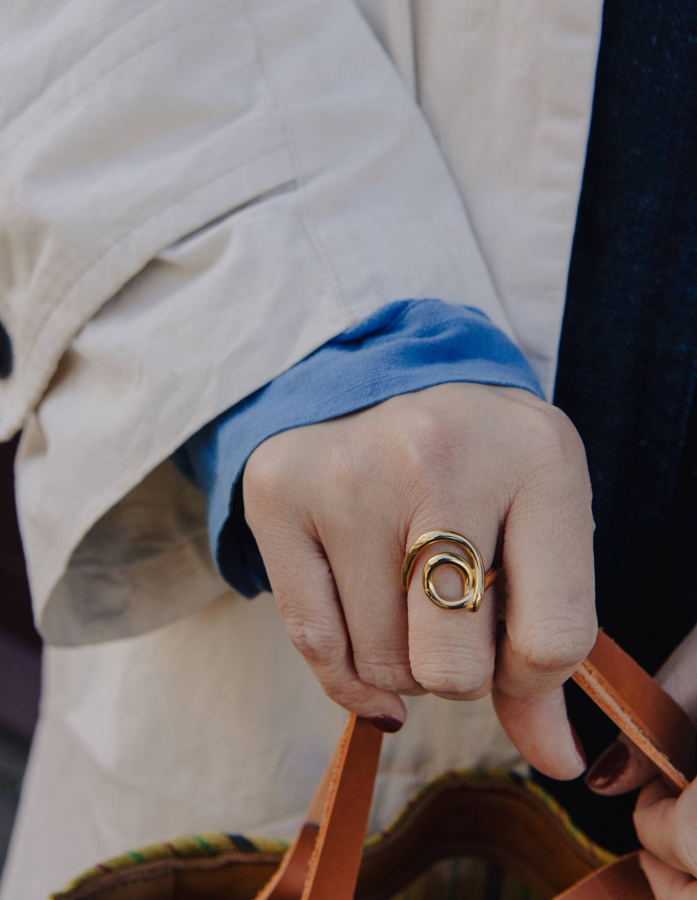 Gold Spiral Swirl Ring, Waterproof