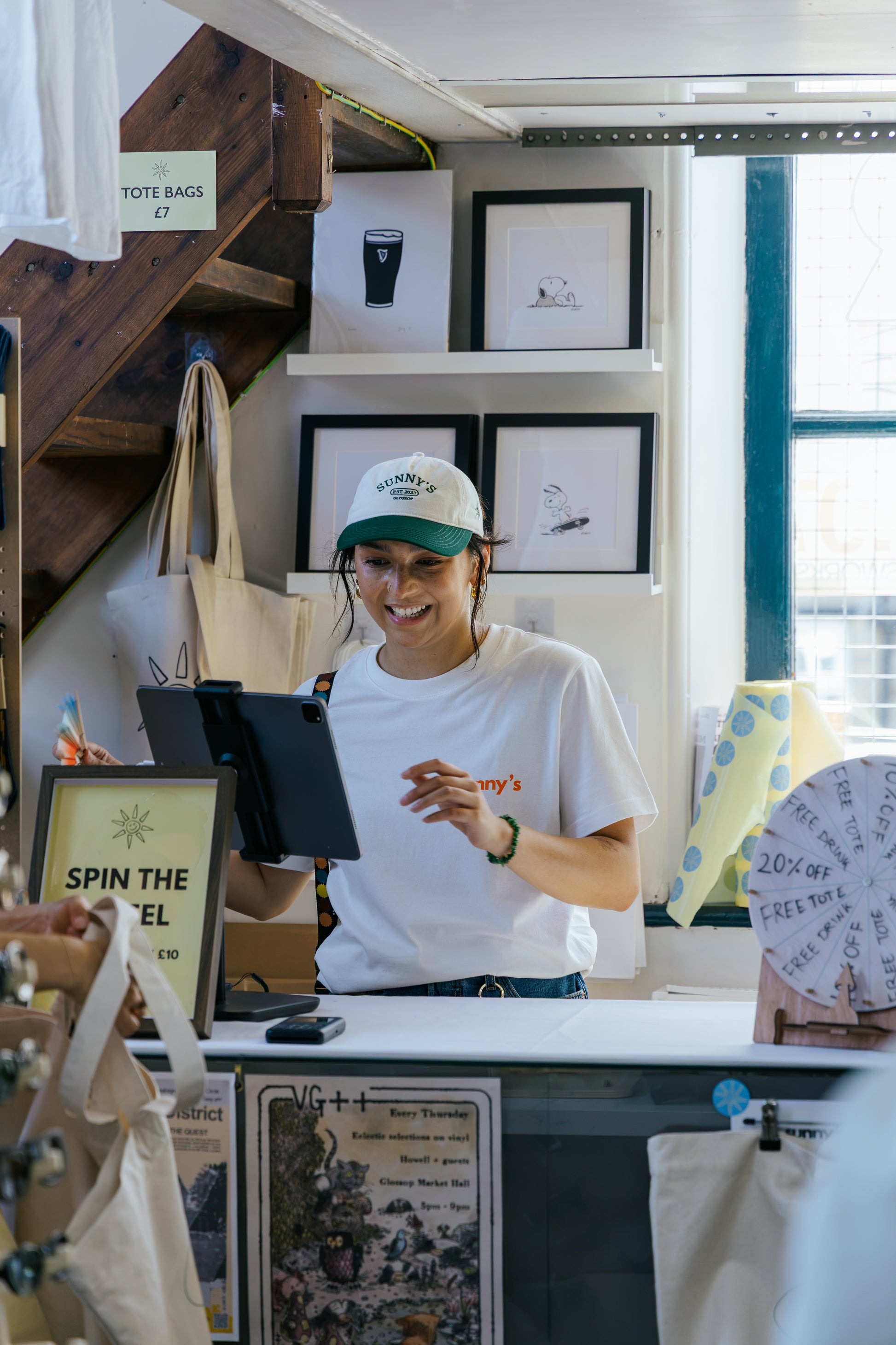 Athletic Cap - Off White / Forest Green