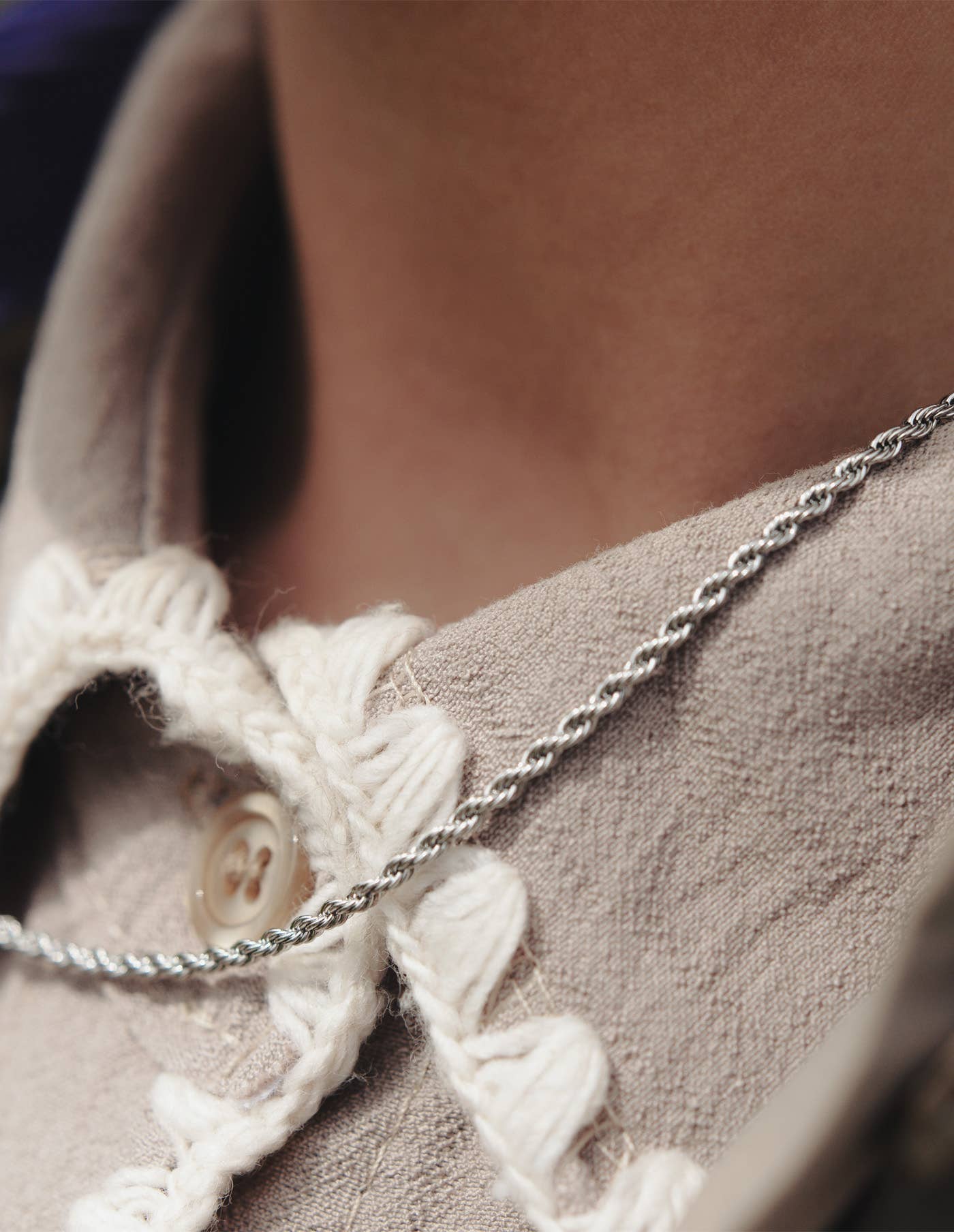 Silver Rope Twist chain Necklace - Waterproof