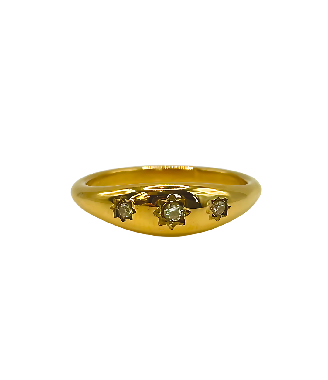 Gold Stone Embossed Band Ring, Waterproof