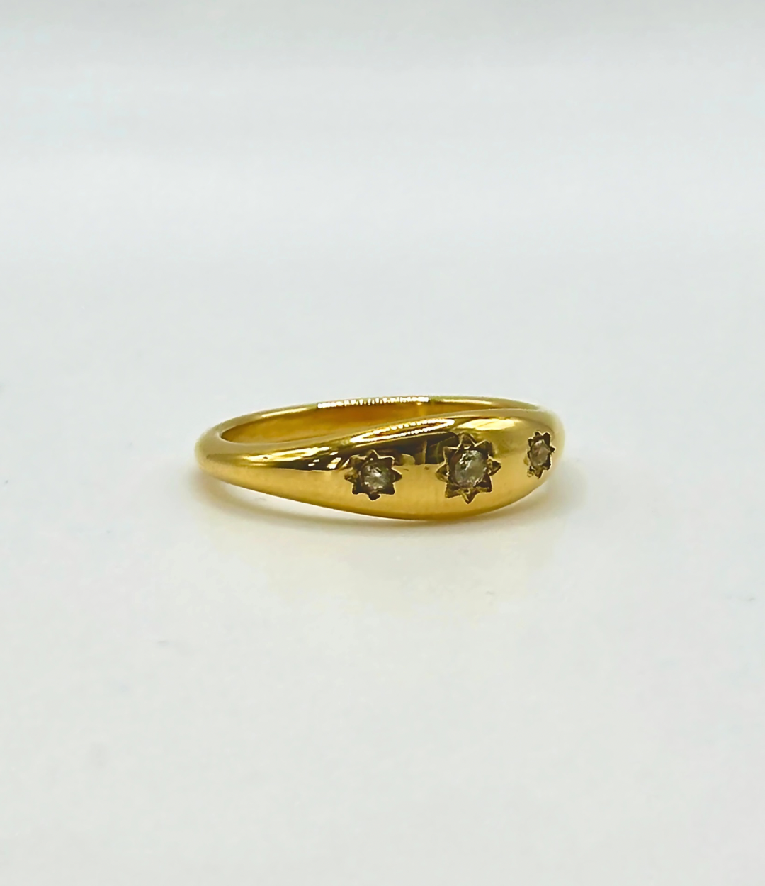 Gold Stone Embossed Band Ring, Waterproof