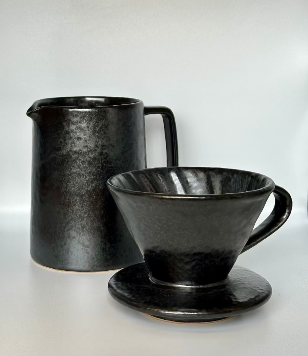 Black Luster Ceramic Coffee Dripper set